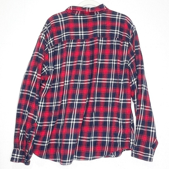 Woolrich Men’s Plaid Flannel Button Down Shirt Red White Blue XXL - Picture 2 of 5
